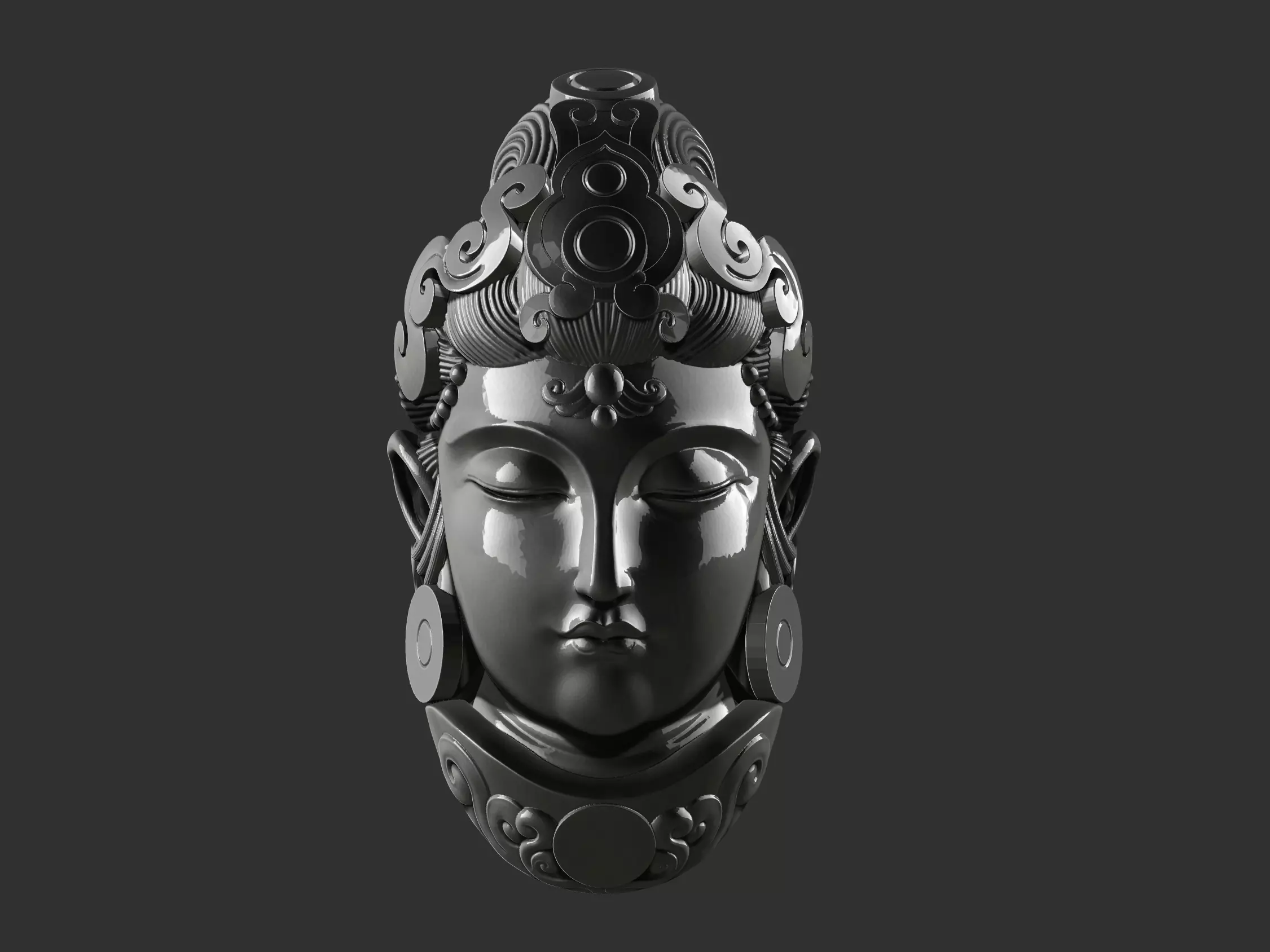 Head of Kwanyin Bodhisattva 3D print model_0