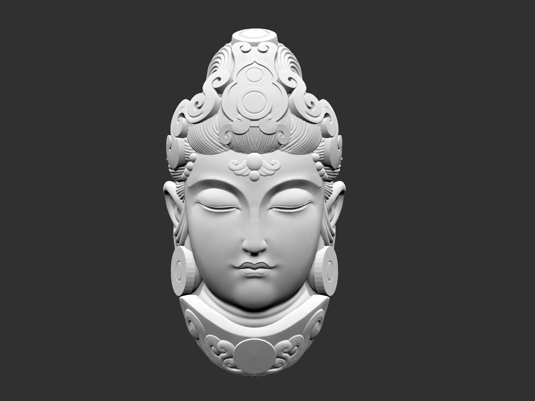 Head of Kwanyin Bodhisattva 3D print model_3