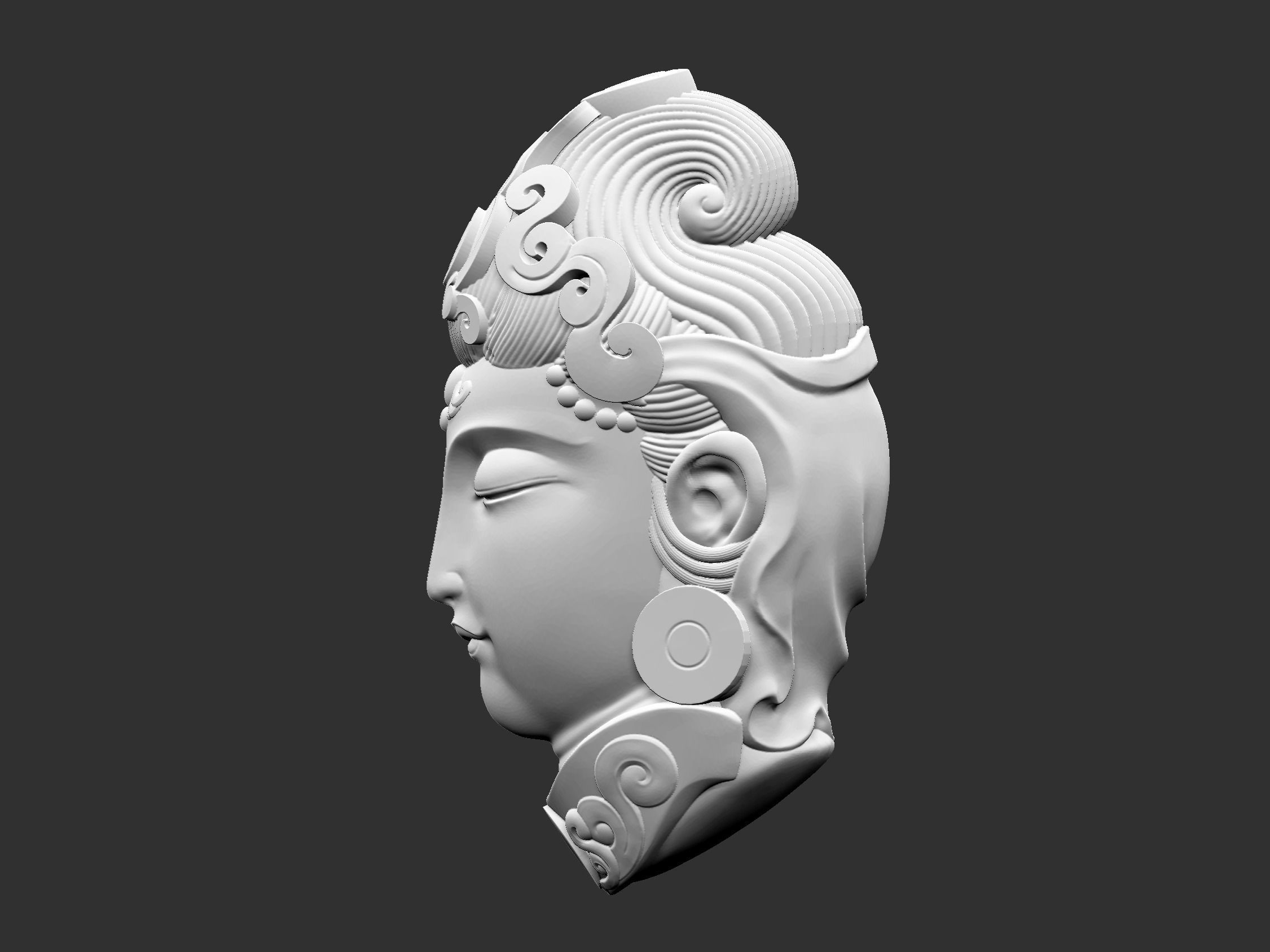 Head of Kwanyin Bodhisattva 3D print model_4
