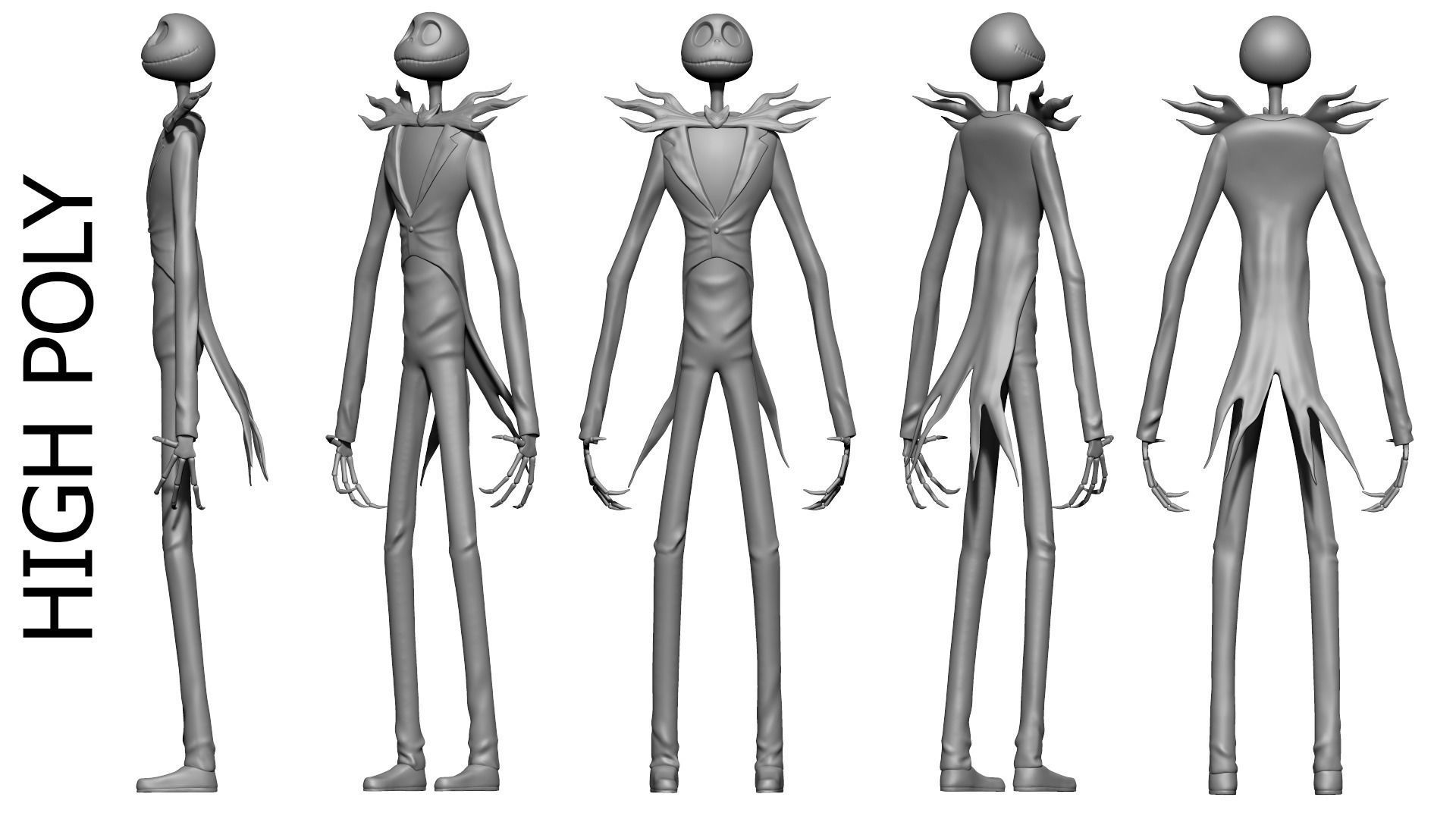 Jack Skellington from The Nightmare Before Christmas Low-poly 3D model_6