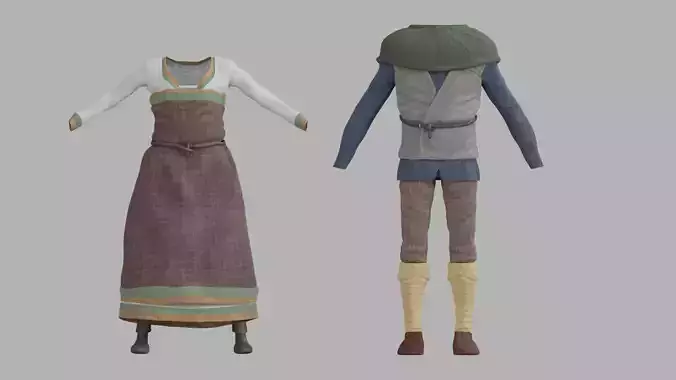 Villigers Male Female Medieval Peasants Game Ready PBR