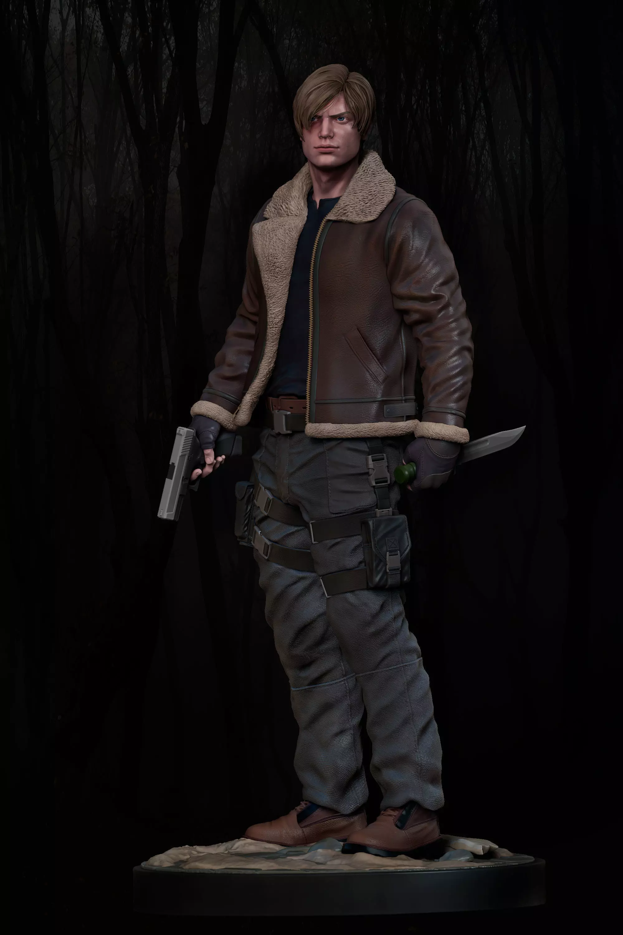 Leon - Residual Evil 4 Remake Statue 3D Print Model 3D print model_0