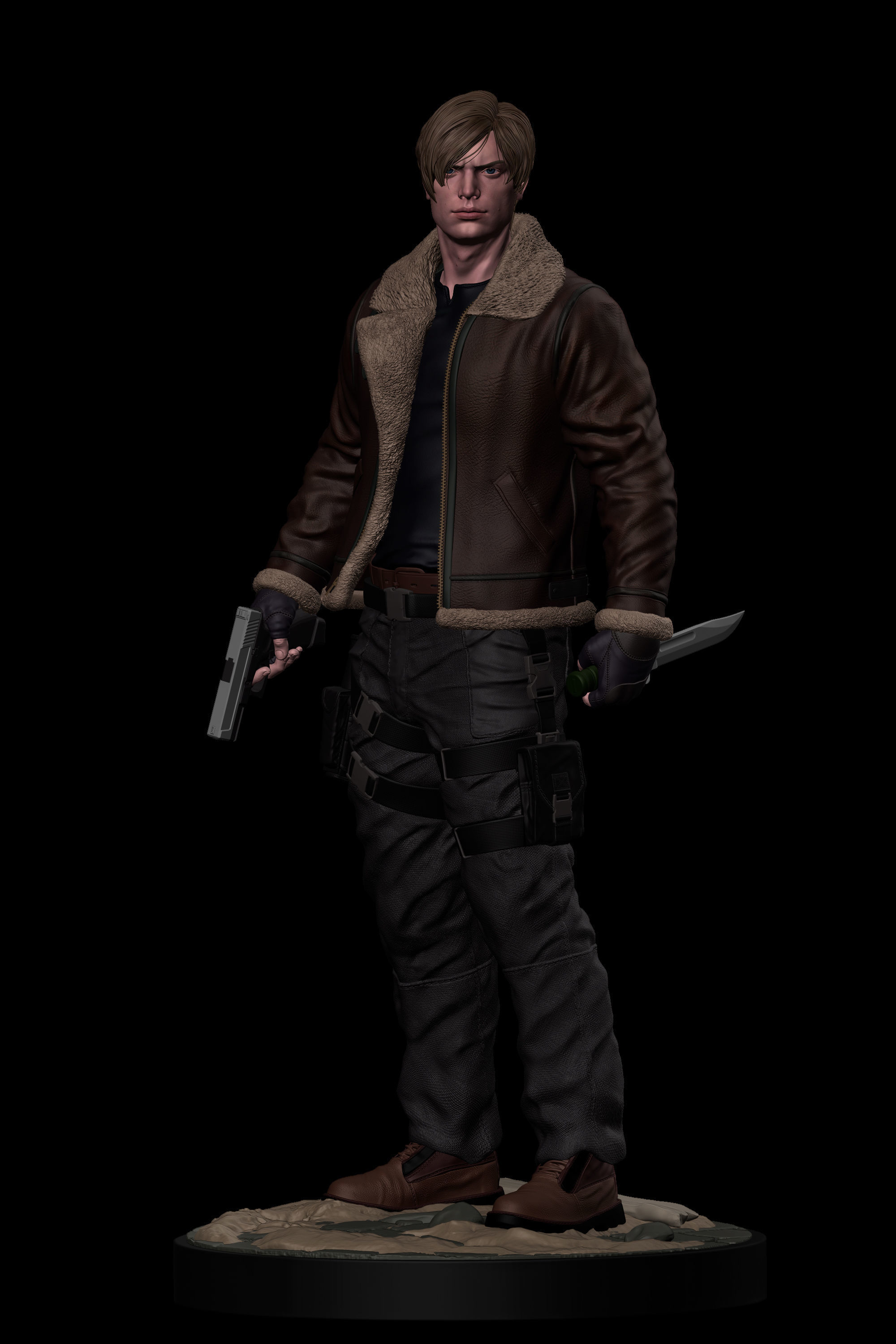 Leon - Residual Evil 4 Remake Statue 3D Print Model 3D print model_2