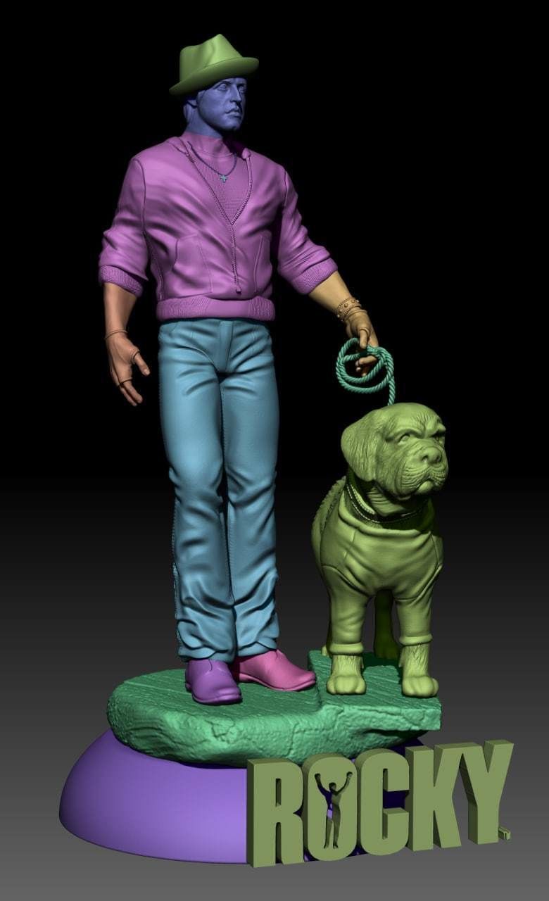 THE ROCKY FILM SERIES AND DOG 3D print model_3