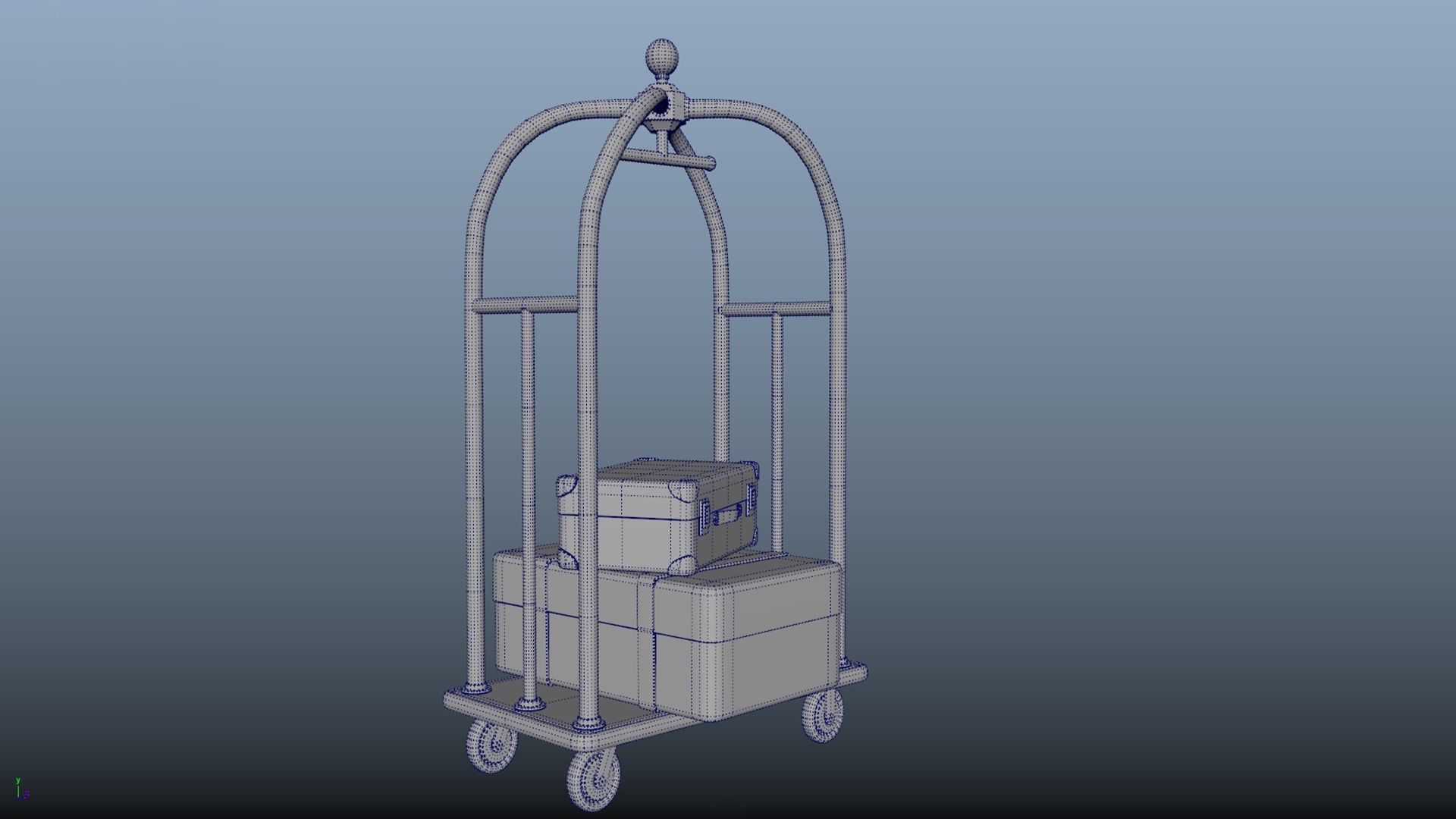 Hotel luggage trolley PBR game ready Low-poly 3D model_7