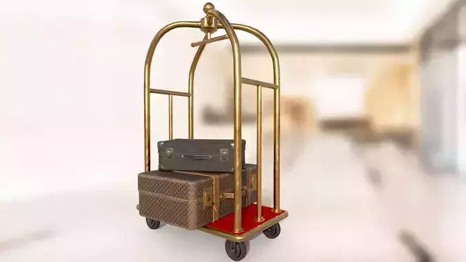Hotel luggage trolley PBR game ready
