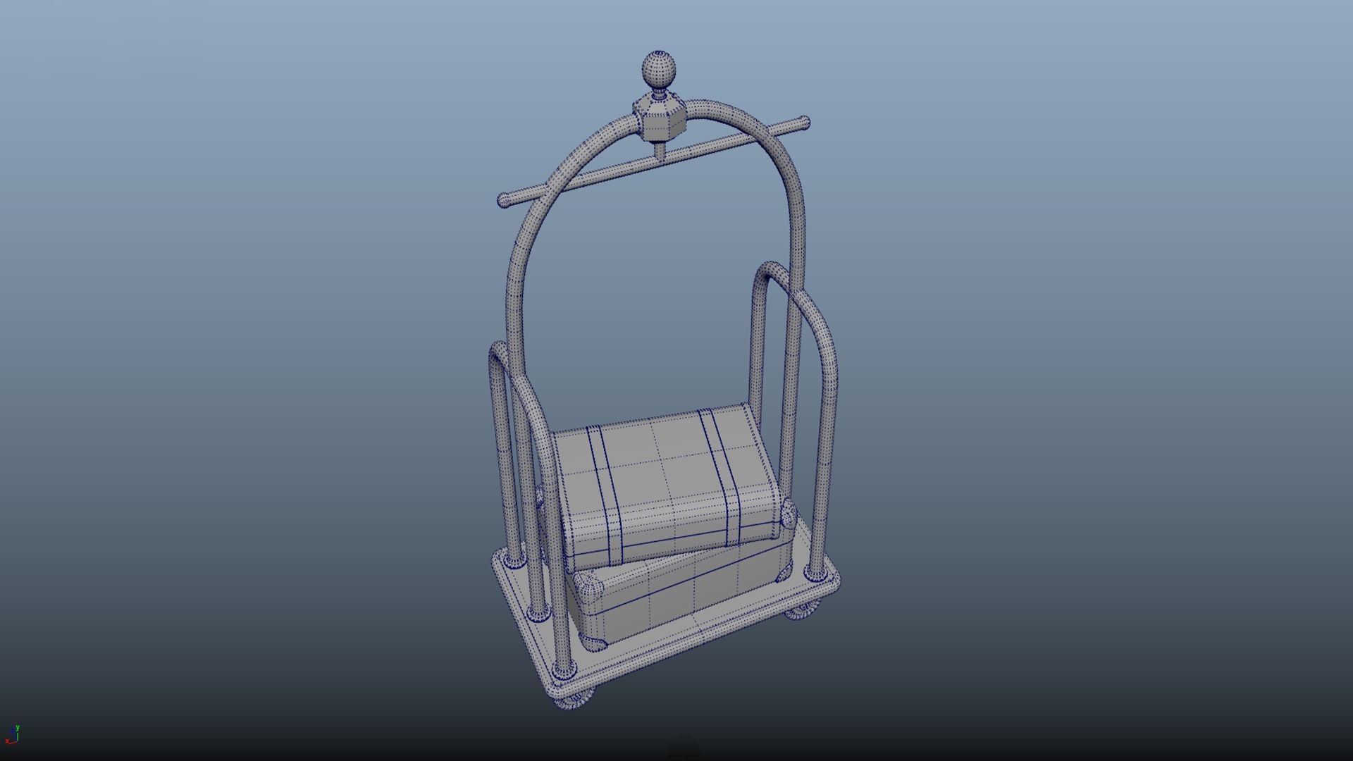 Hotel luggage trolley PBR game ready Low-poly 3D model_7