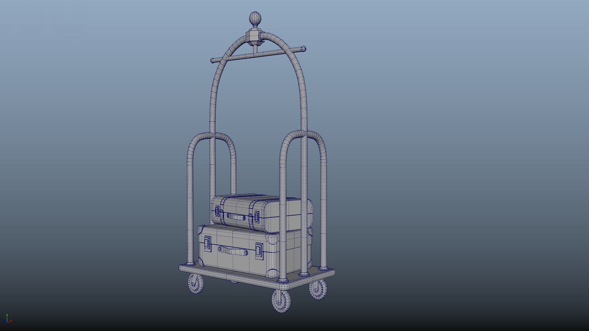 Hotel luggage trolley PBR game ready Low-poly 3D model_8