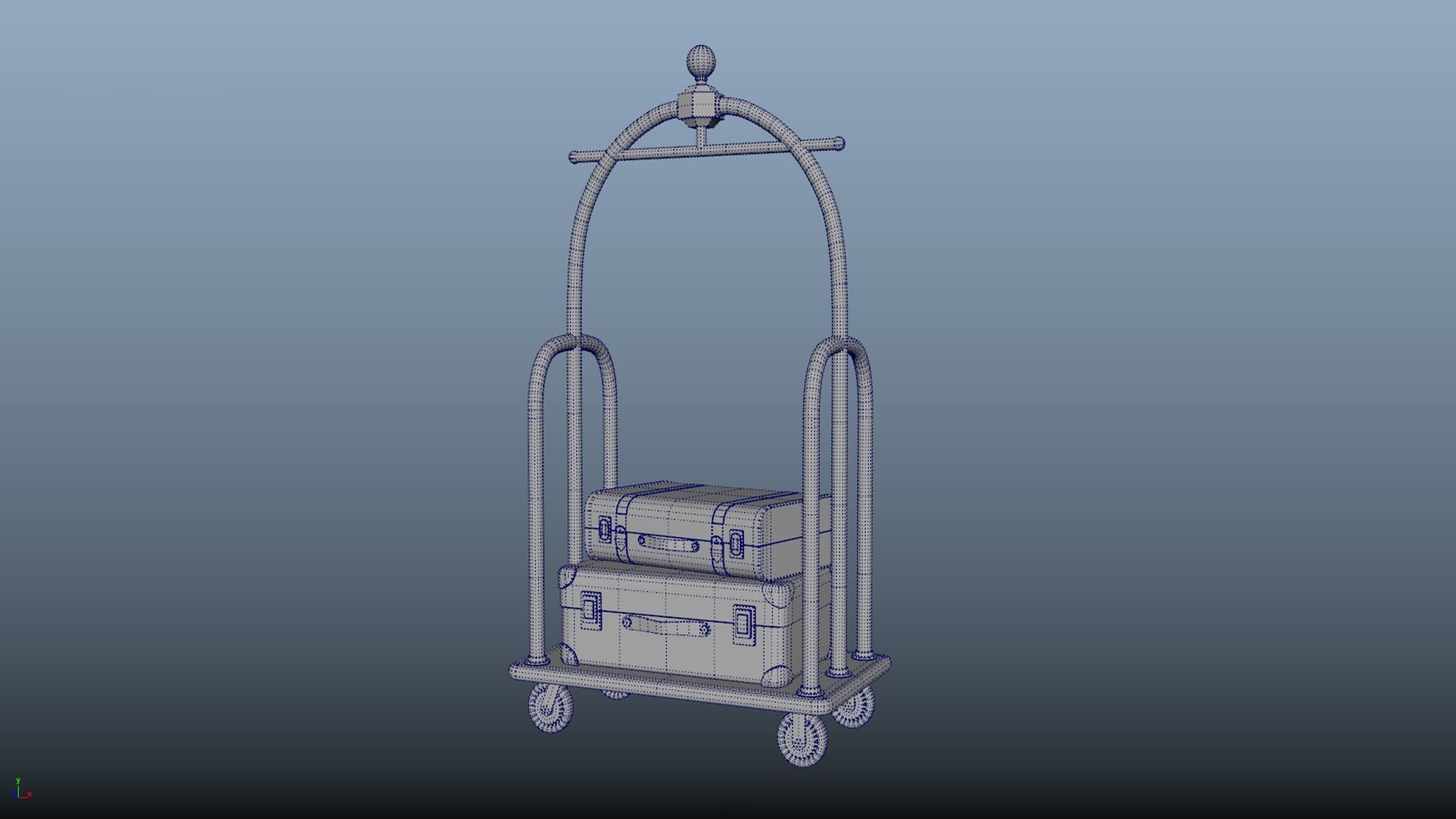 Hotel luggage trolley PBR low-poly game ready 3D model 3D Model Collection_12