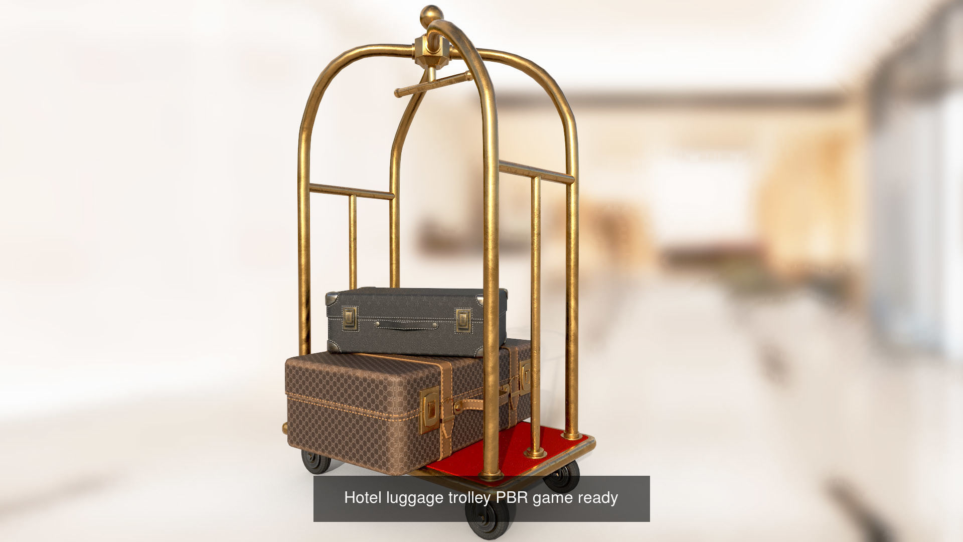 Hotel luggage trolley PBR low-poly game ready 3D model 3D Model Collection_1