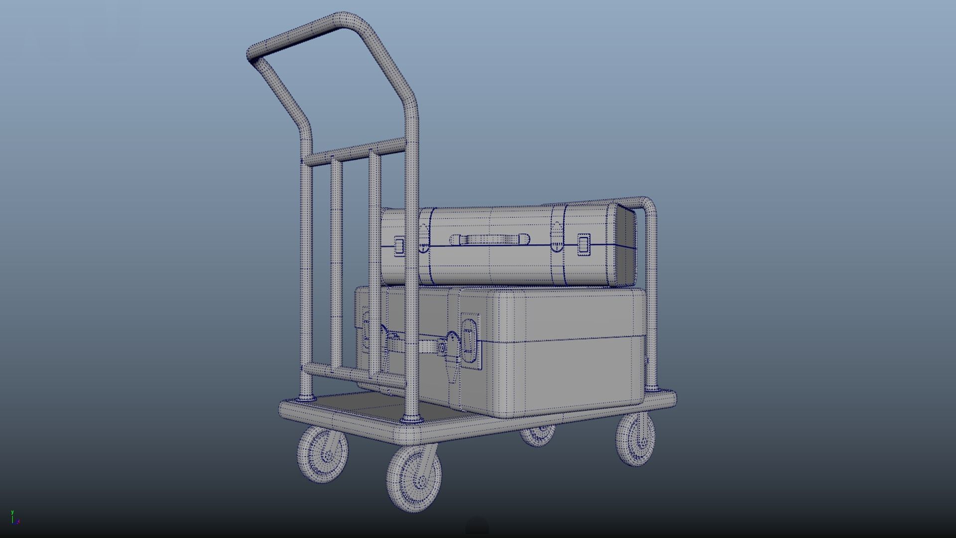Hotel luggage trolley PBR low-poly game ready 3D model 3D Model Collection_18