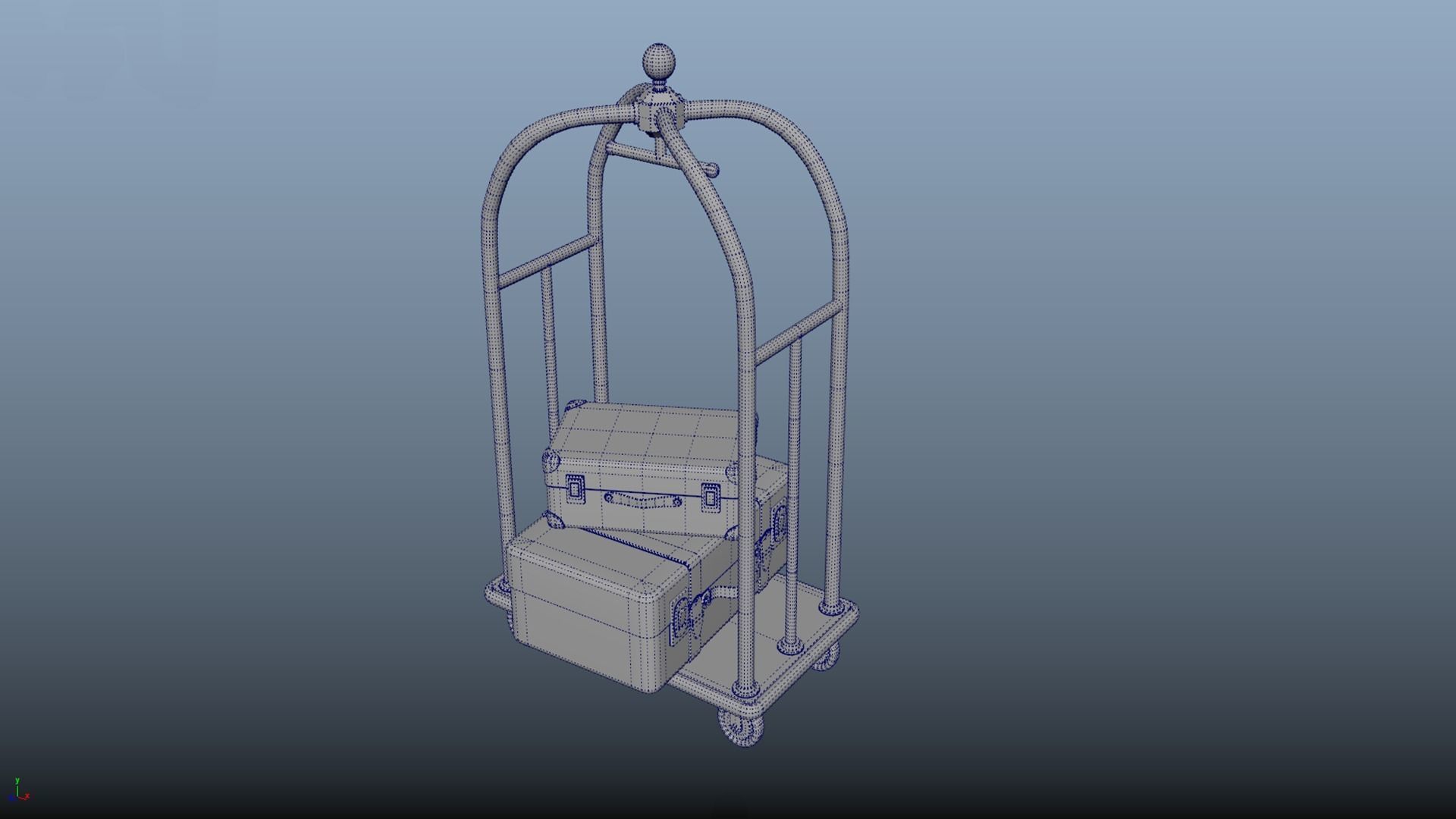 Hotel luggage trolley PBR low-poly game ready 3D model 3D Model Collection_5