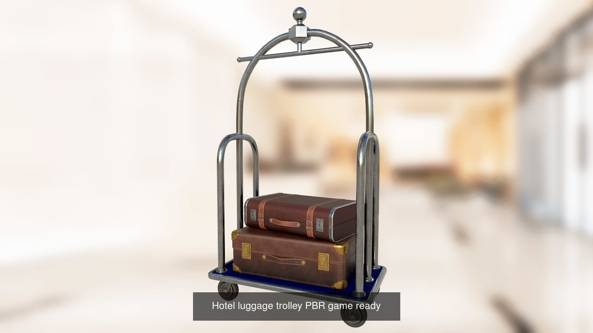 Hotel luggage trolley PBR low-poly game ready 3D model 3D Model Collection_6