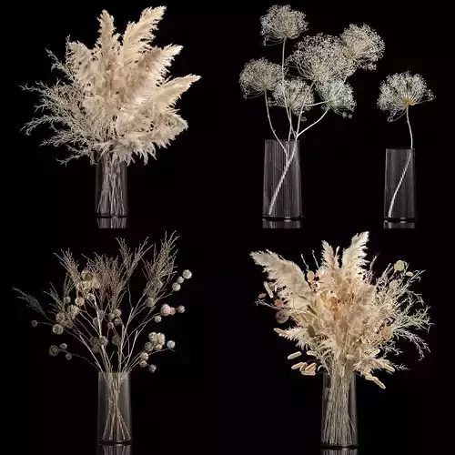 Set Of Bouquets Of Dried Flowers And Pampas Grass 280