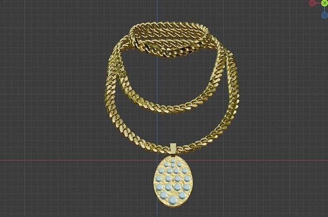 Exquisite 14mm Cuban Link Gold Necklace  Chain Set 3D model