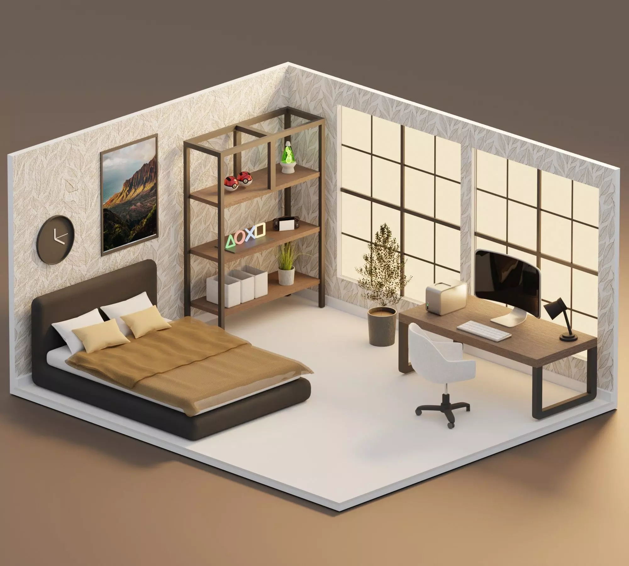 Bedroom isometric 3D model