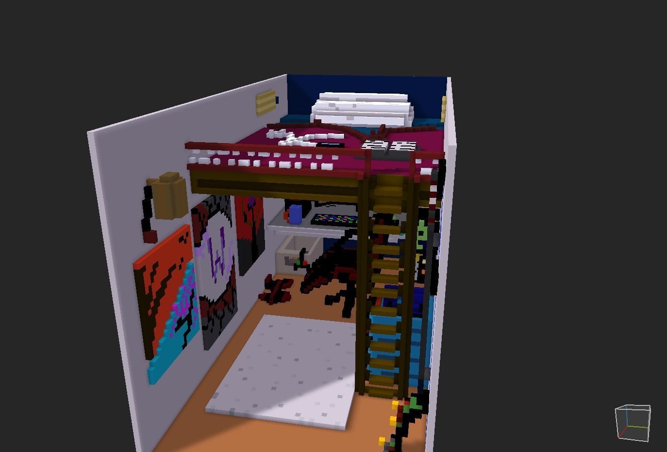 gameROOM room with lights and computer Free low-poly 3D model_11