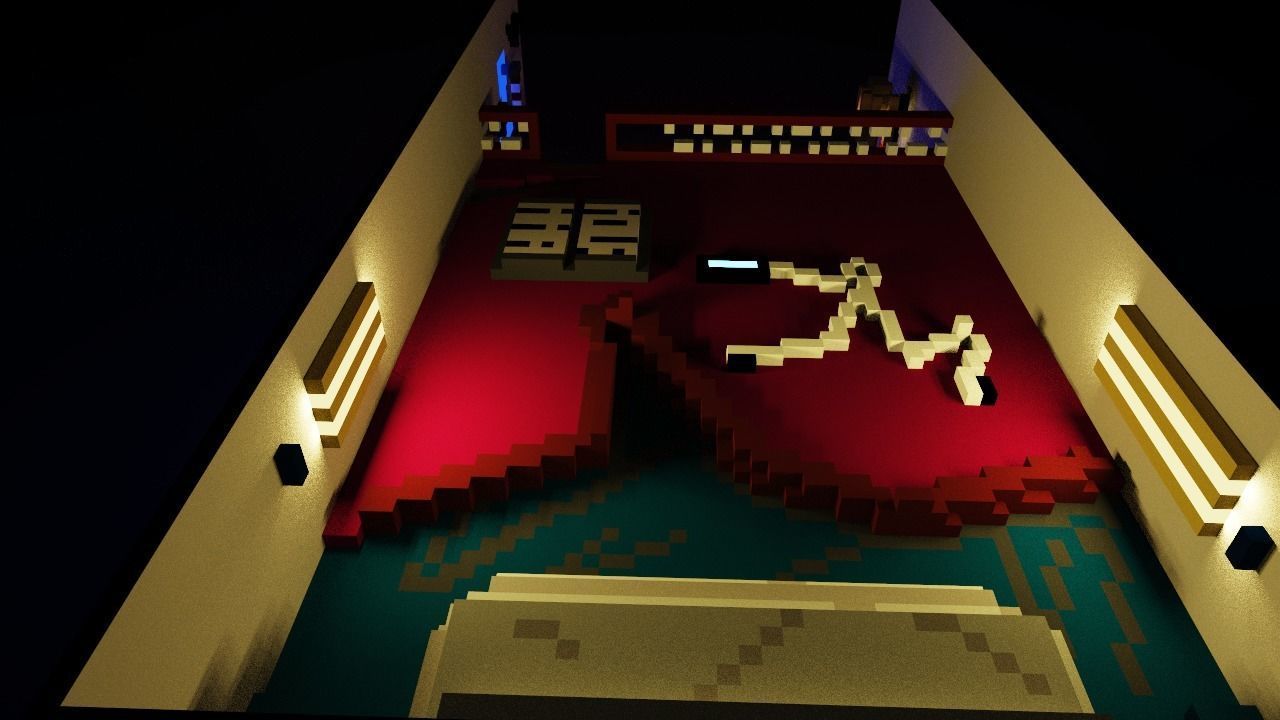 gameROOM room with lights and computer Free low-poly 3D model_6