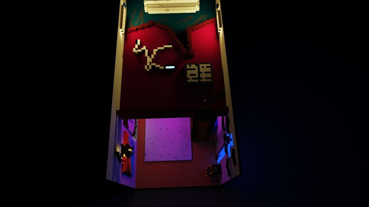 gameROOM room with lights and computer Free low-poly 3D model_7