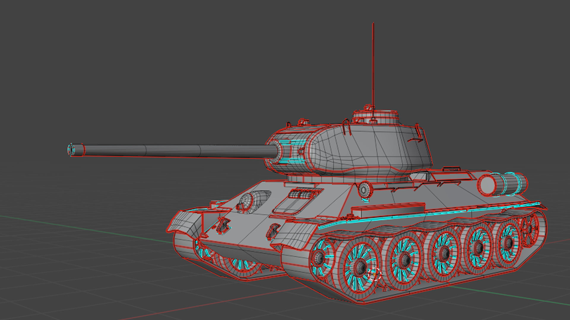 Tank T34 Low-poly 3D model_2