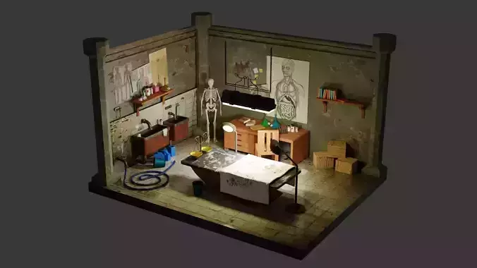 Isometric postmortem Blender scene
