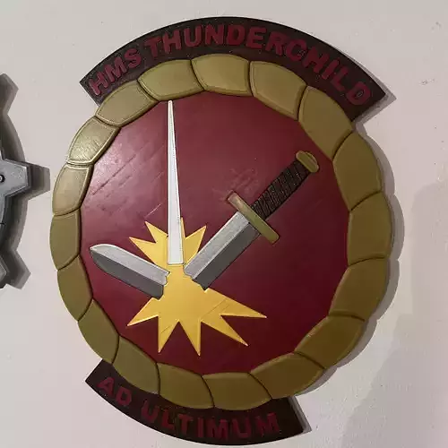 1900 HMS Thunderchild Gun Tampion Ships Badge Wall Plaque 3D print model