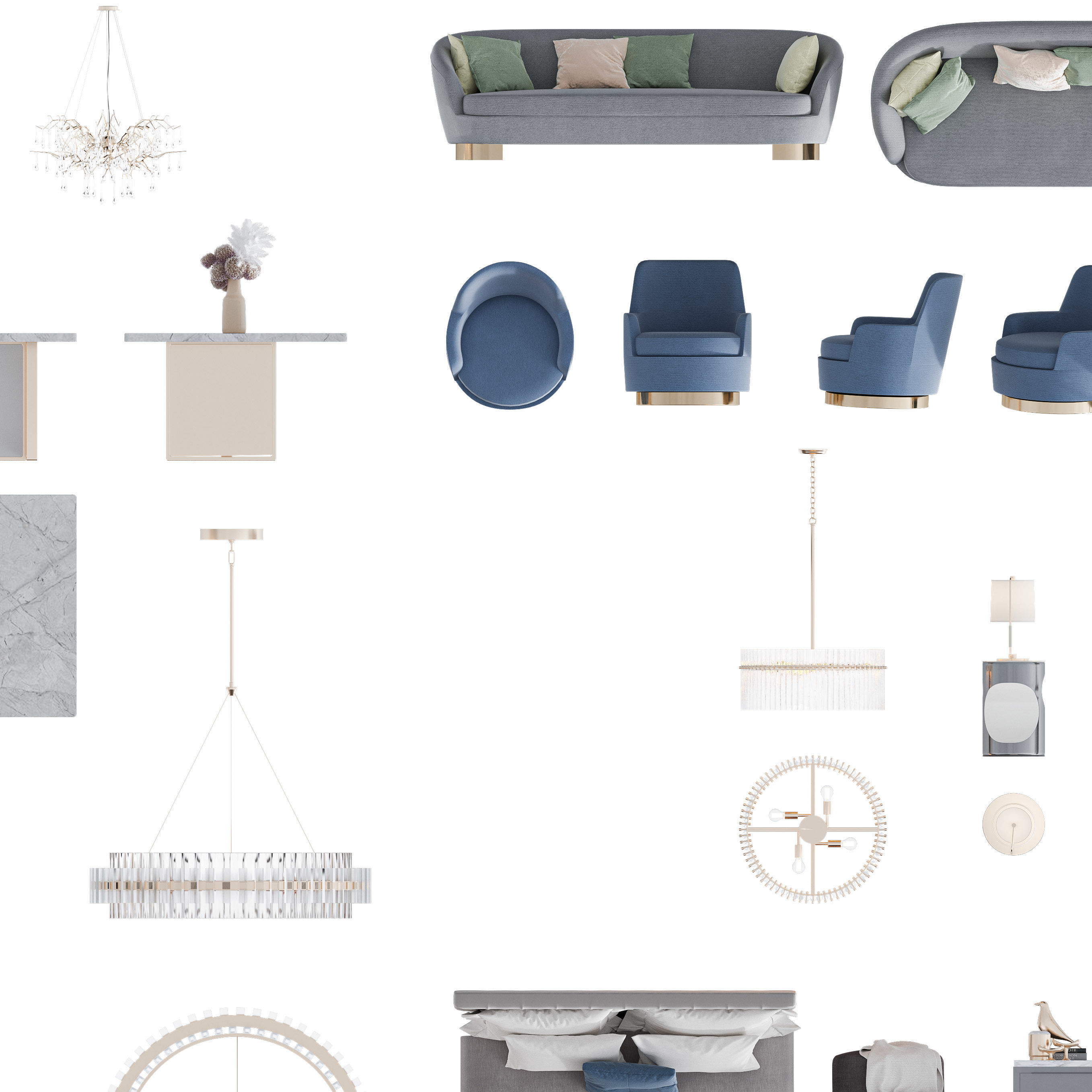 FLOOR PLAN 2d furniture top view 3D render realistic part 1 3D model_3