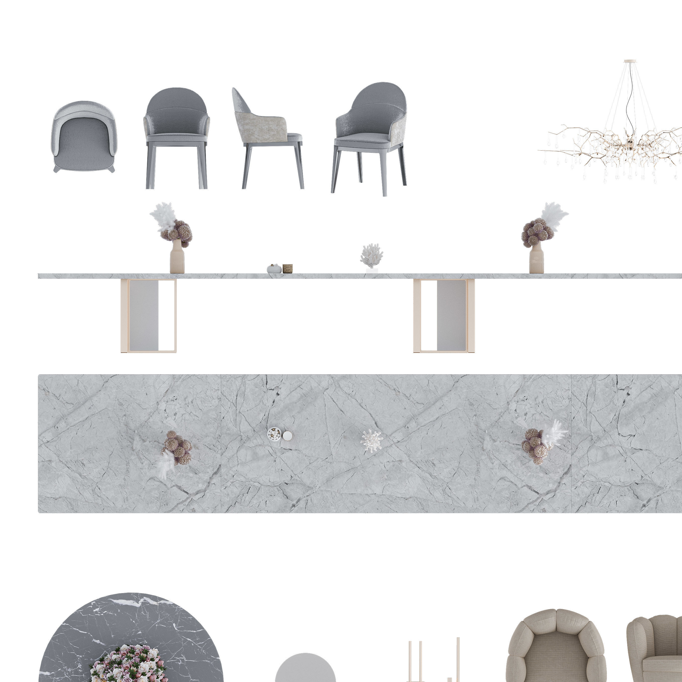 FLOOR PLAN 2d furniture top view 3D render realistic part 1 3D model_1