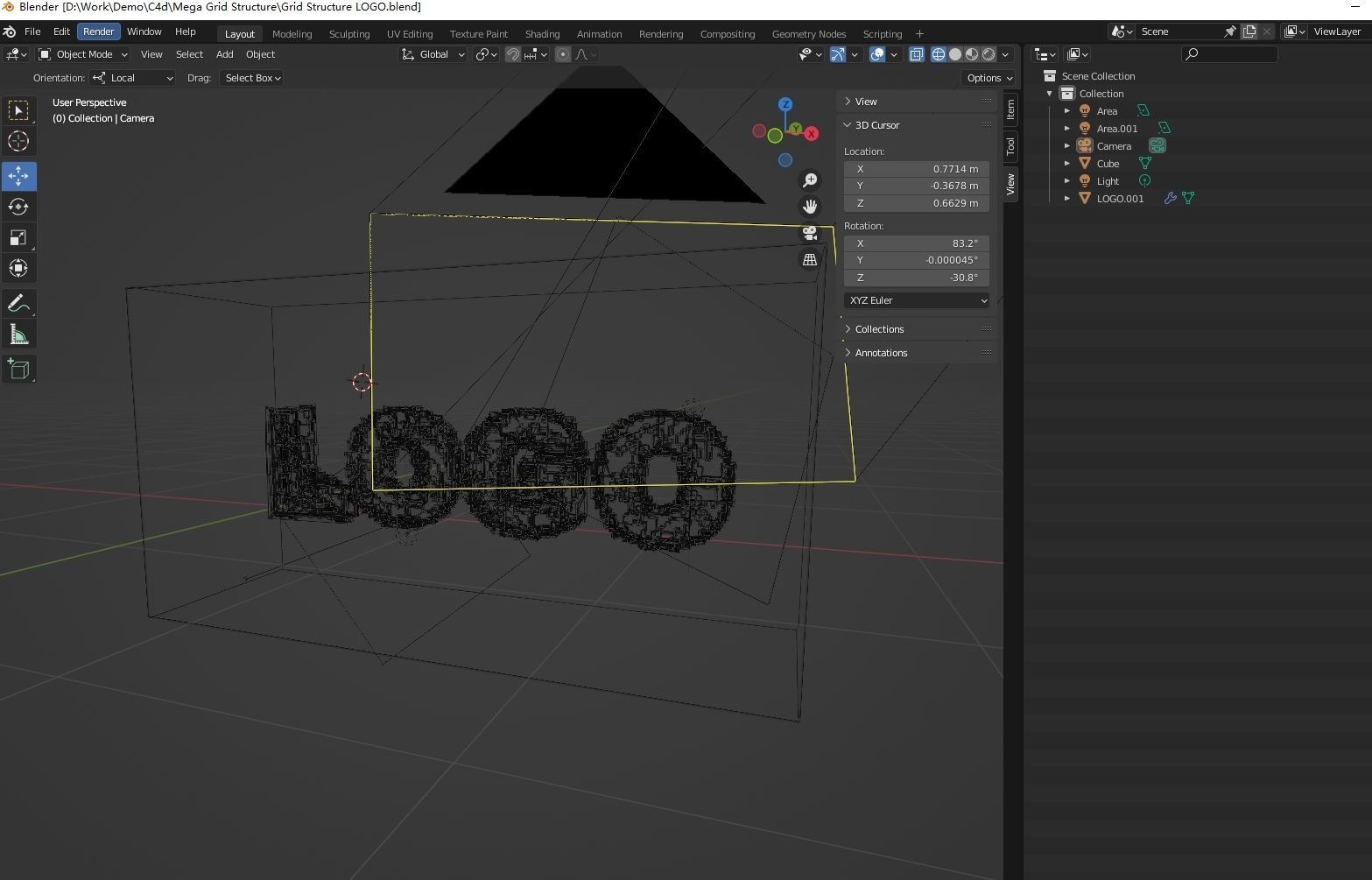 SciFi Future technology line LOGO scene set 3D model_1