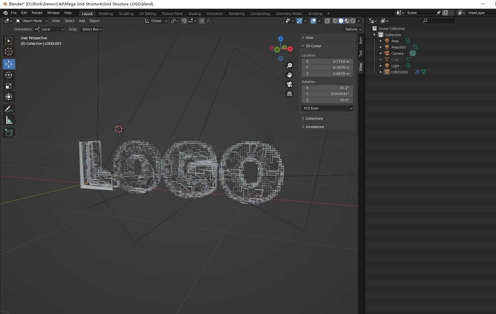 SciFi Future technology line LOGO scene set 3D model_2
