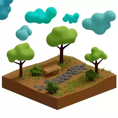 Cartoon isometric park icon