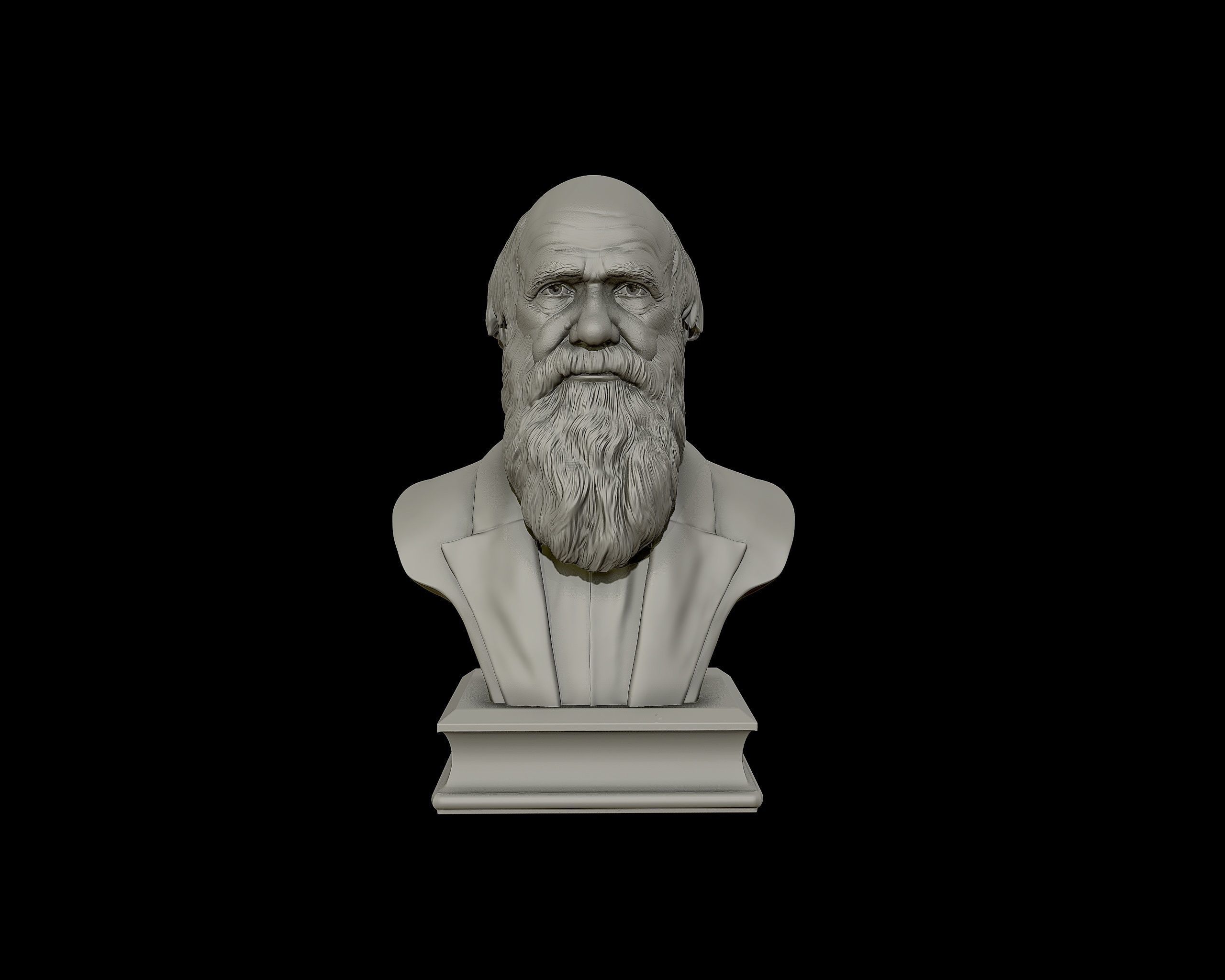 Charles Darwin portrait sculpture 3D print model_16