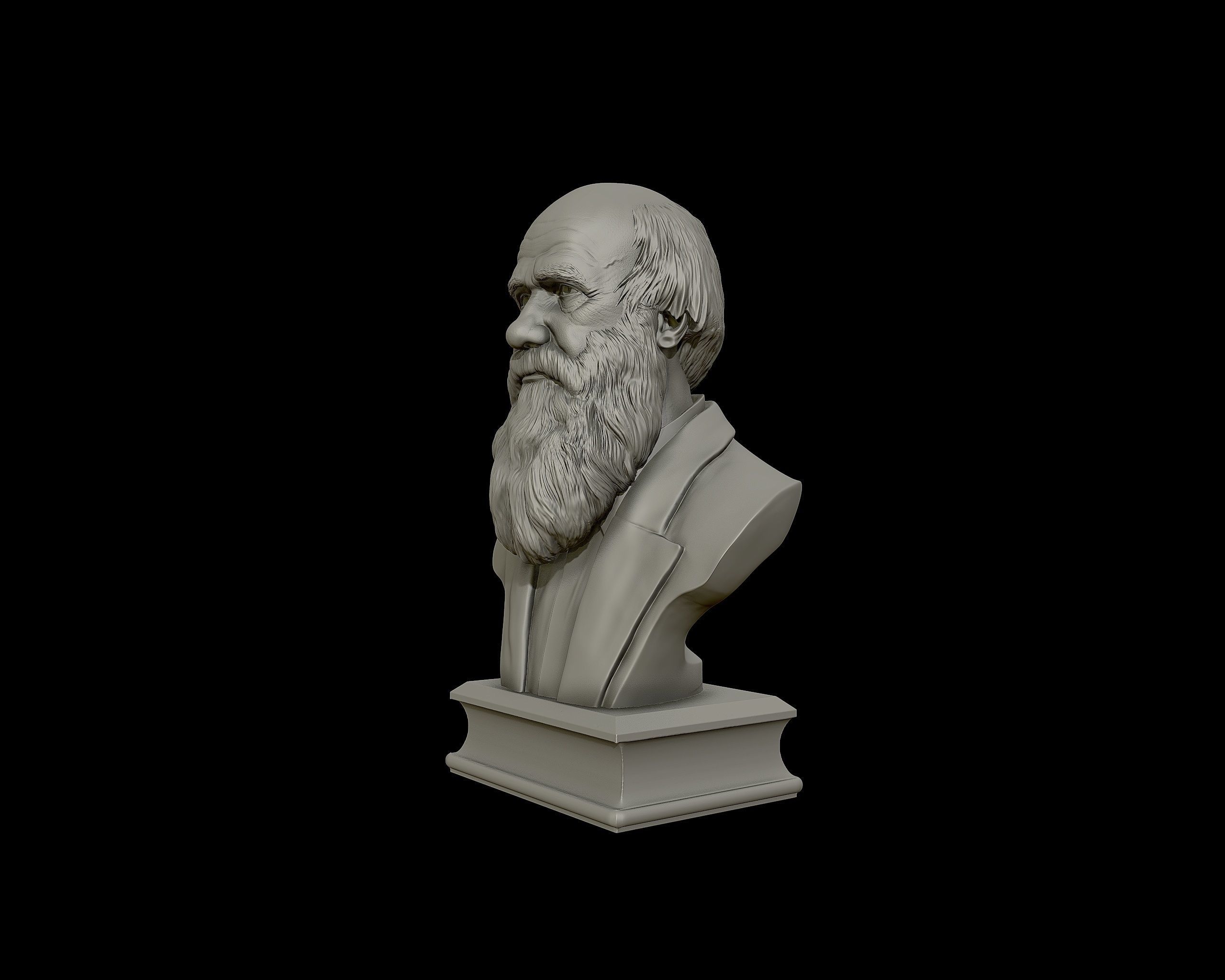 Charles Darwin portrait sculpture 3D print model_21