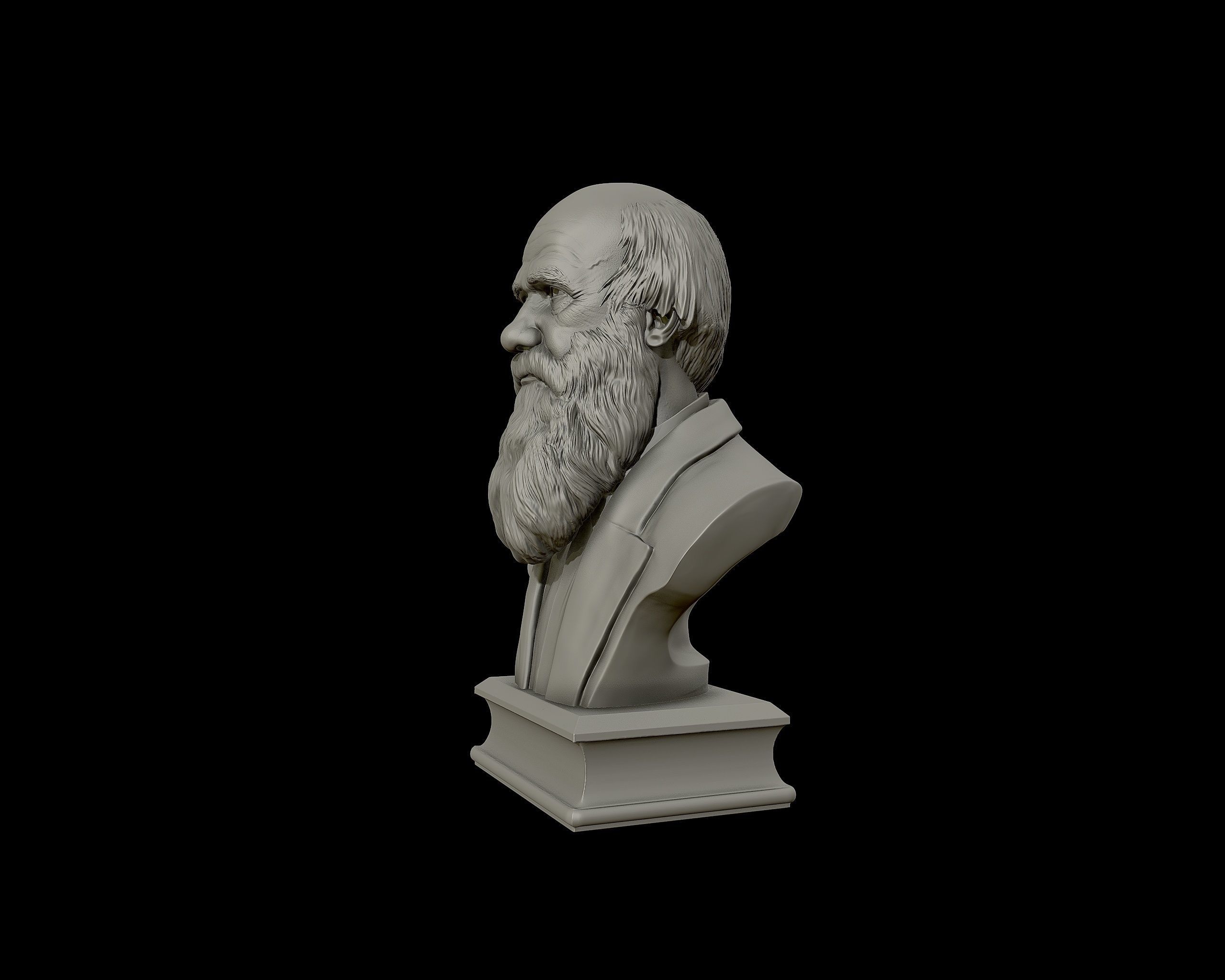 Charles Darwin portrait sculpture 3D print model_22