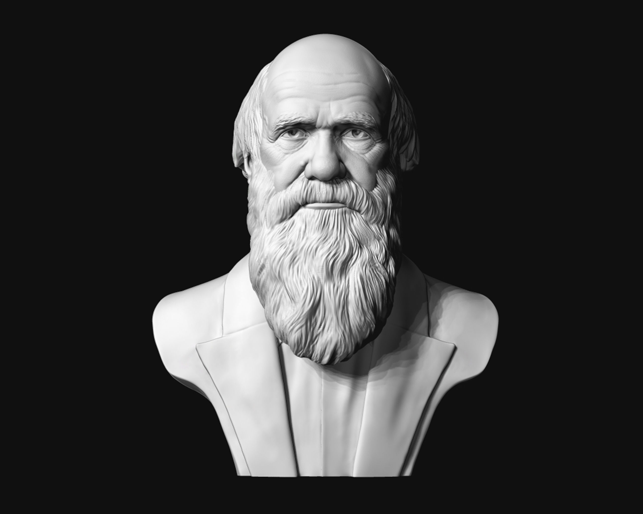 Charles Darwin portrait sculpture 3D print model_2