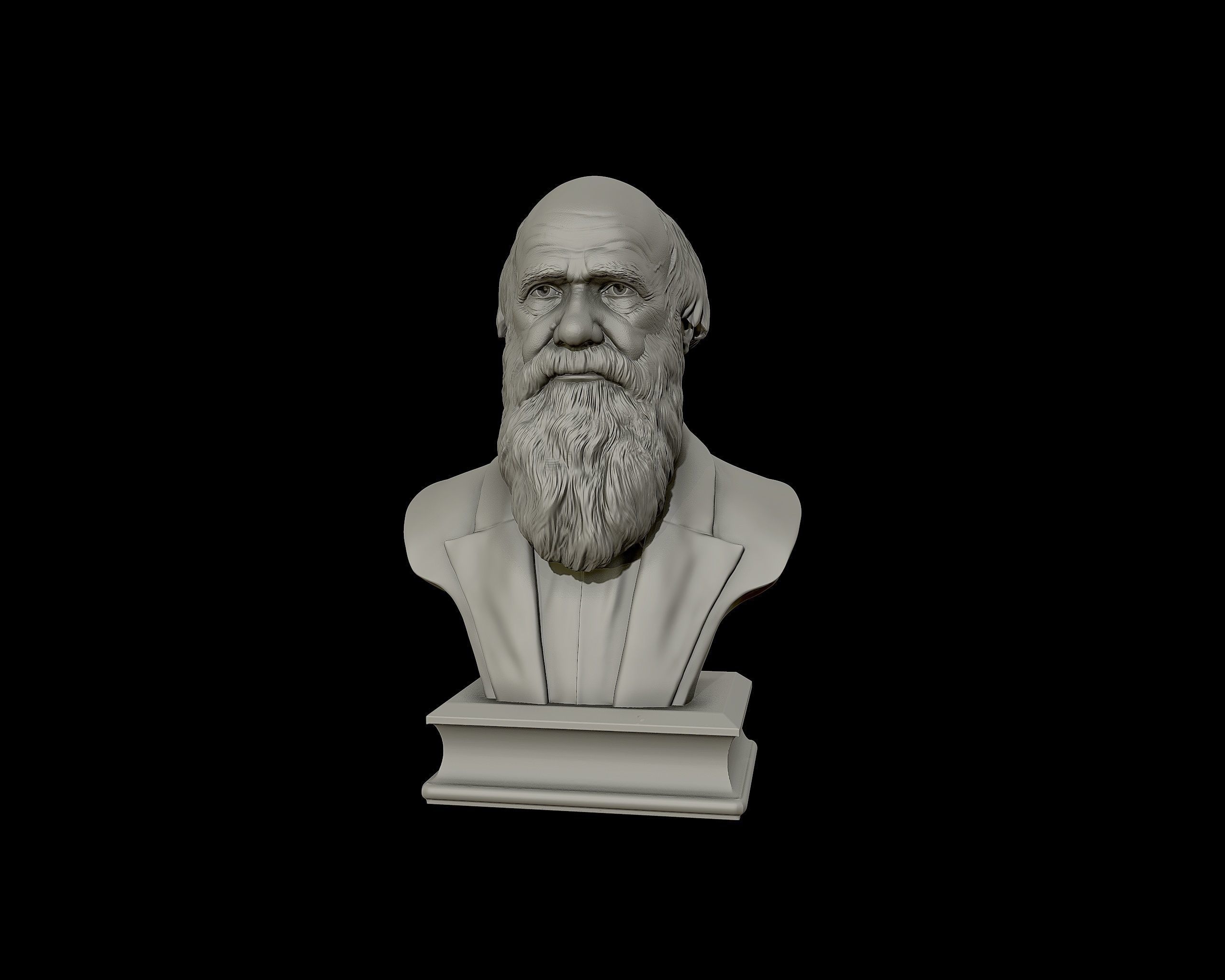 Charles Darwin portrait sculpture 3D print model_17