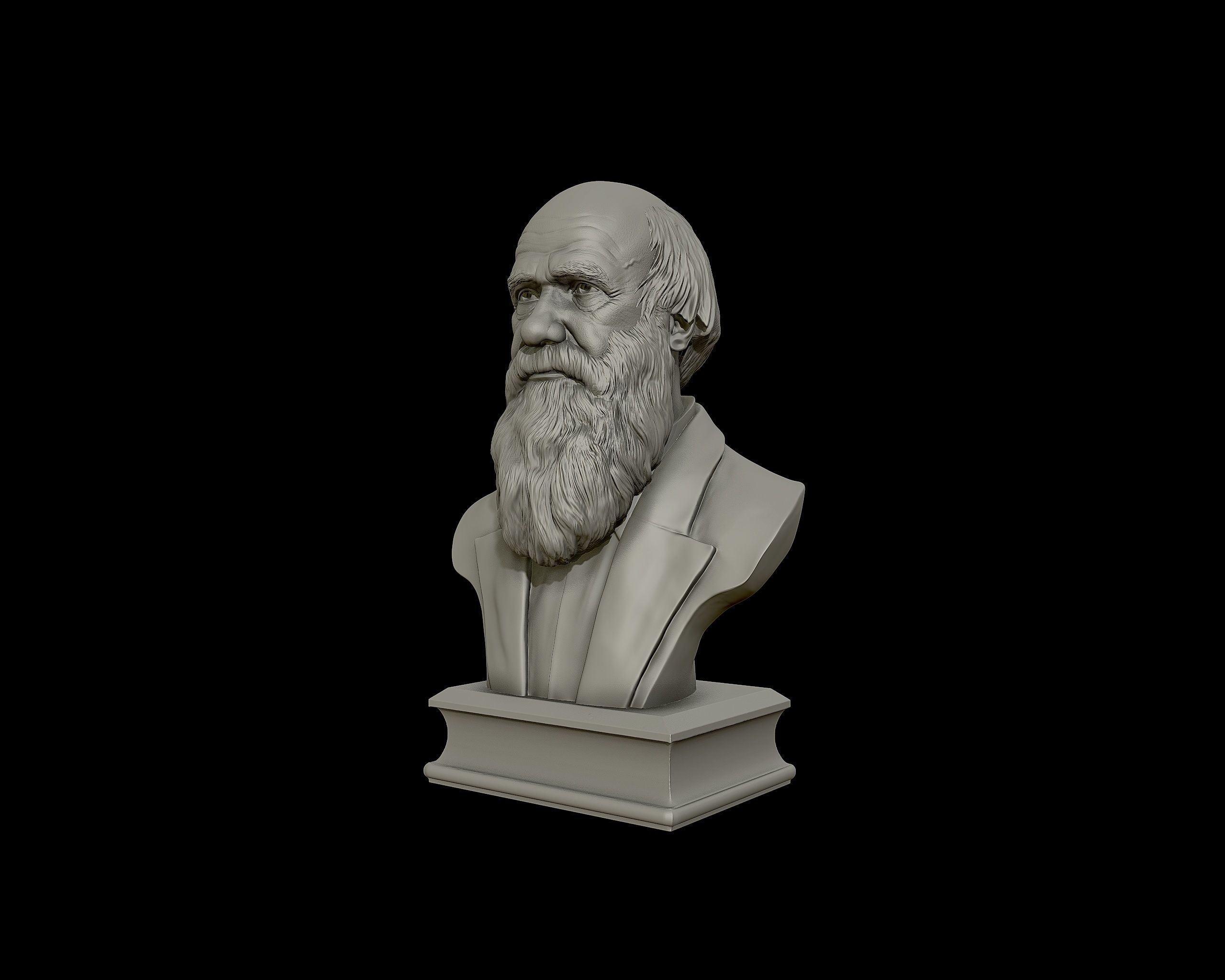 Charles Darwin portrait sculpture 3D print model_20