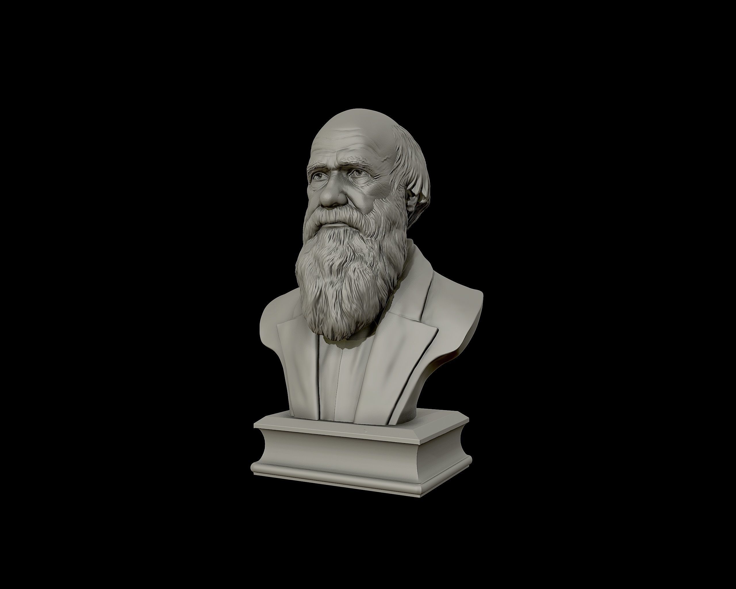 Charles Darwin portrait sculpture 3D print model_19