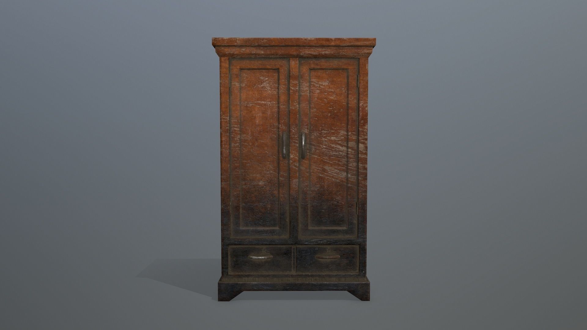 Cabinet 3 old wooden Low-poly 3D model_2