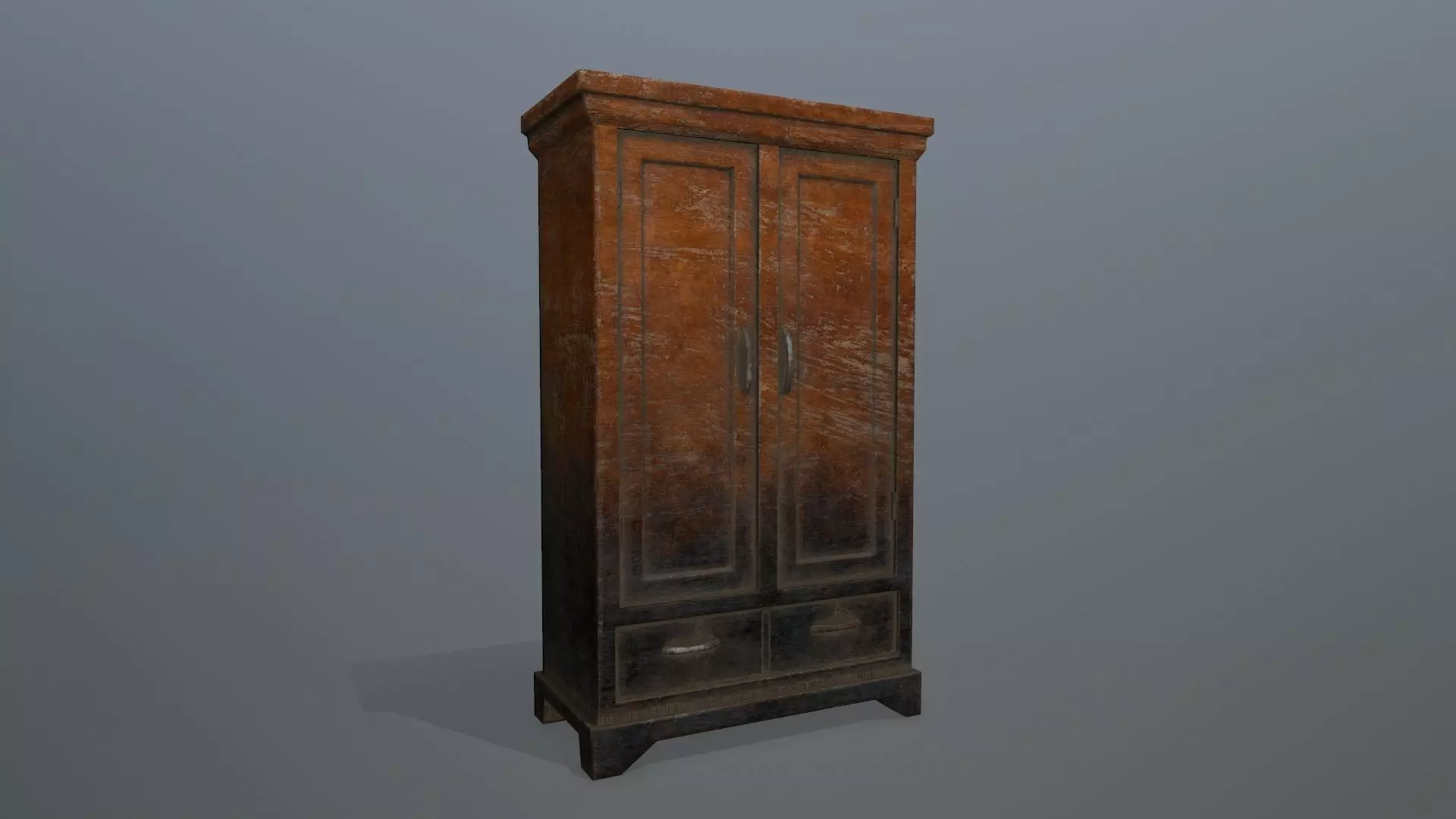 Cabinet 3 old wooden Low-poly 3D model_0