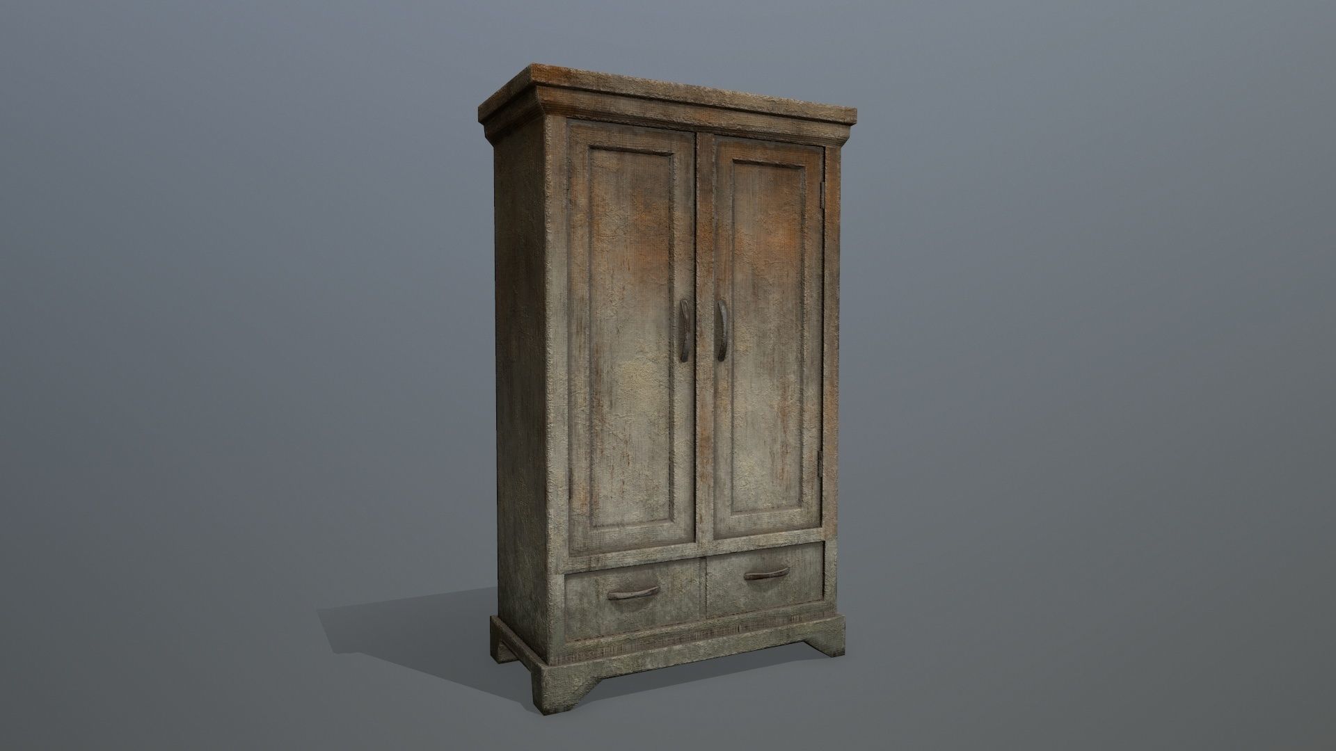 Cabinet 4 wooden armoire Low-poly 3D model_1