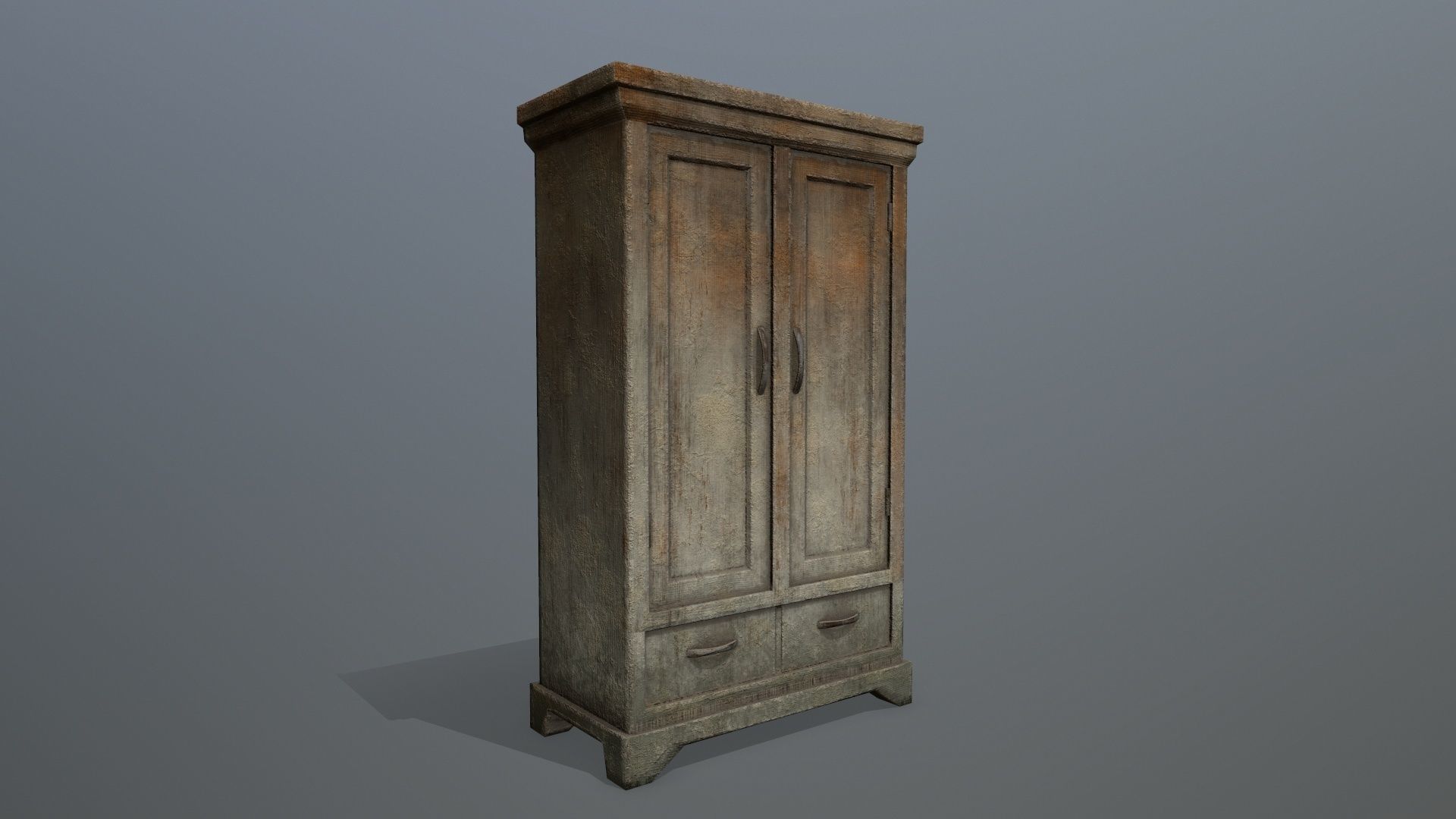 Cabinet 4 wooden armoire Low-poly 3D model_9
