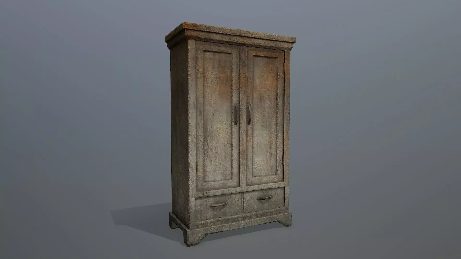 Cabinet 4 wooden armoire Low-poly 3D model_0