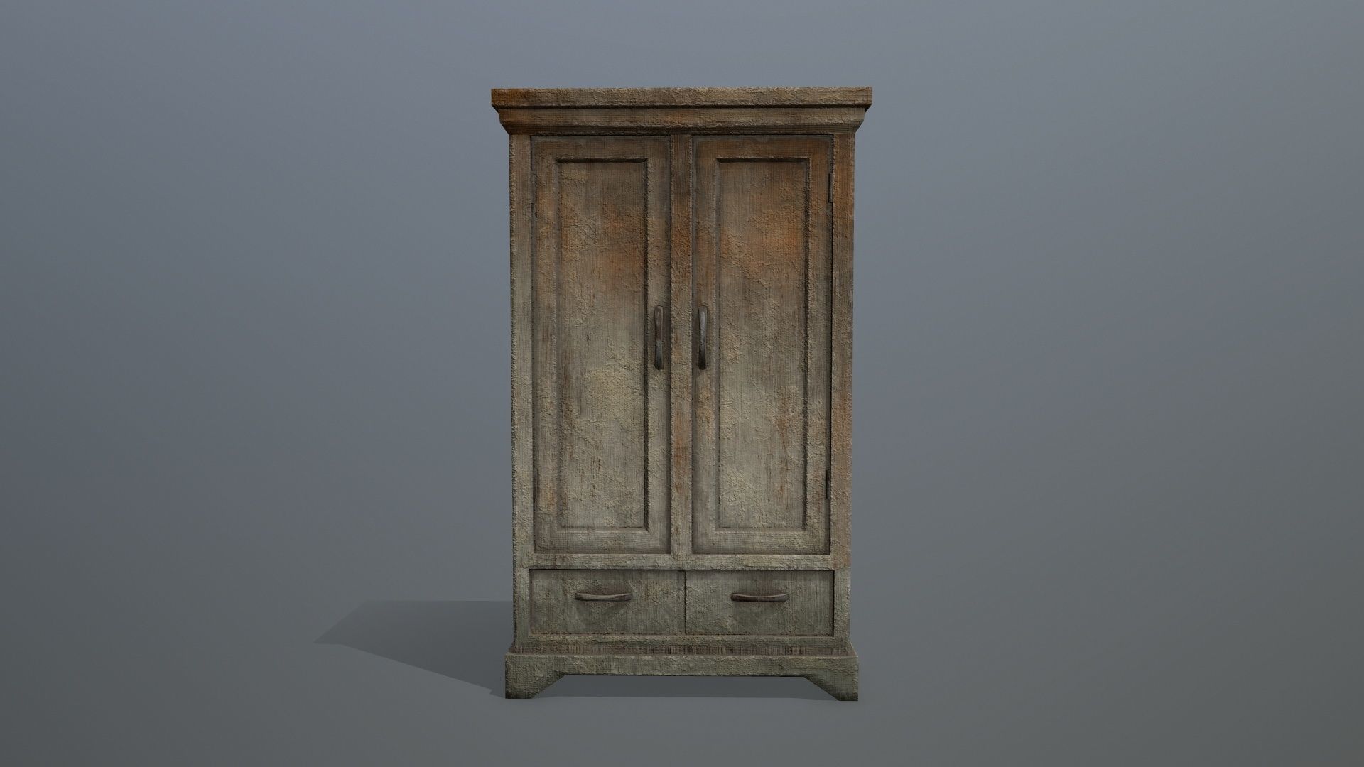 Cabinet 4 wooden armoire Low-poly 3D model_2