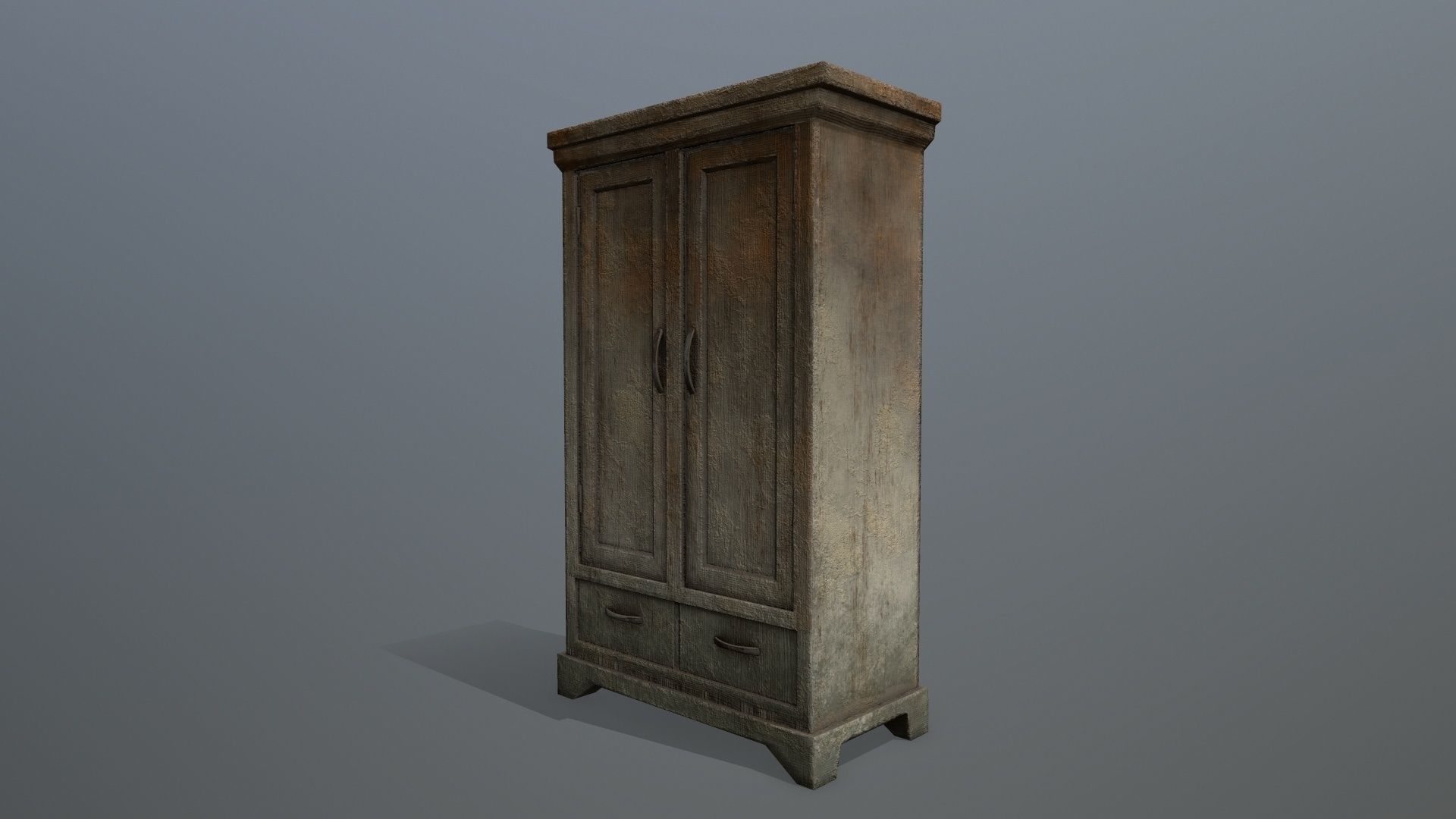 Cabinet 4 wooden armoire Low-poly 3D model_3