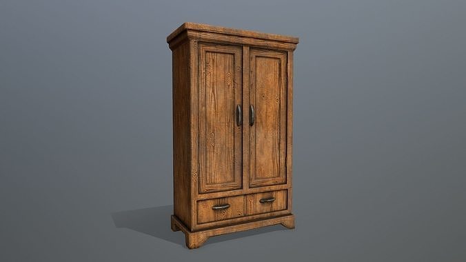 Cabinet 6 wooden wardrobe Low-poly 3D model