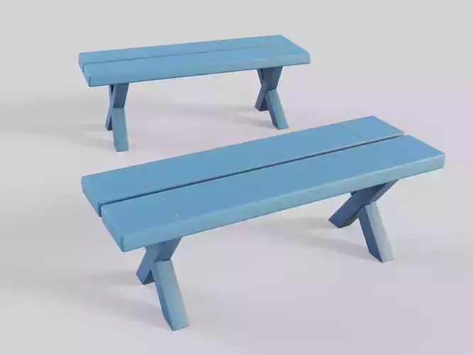 Cartoon Bench 2 Low-poly 3D model