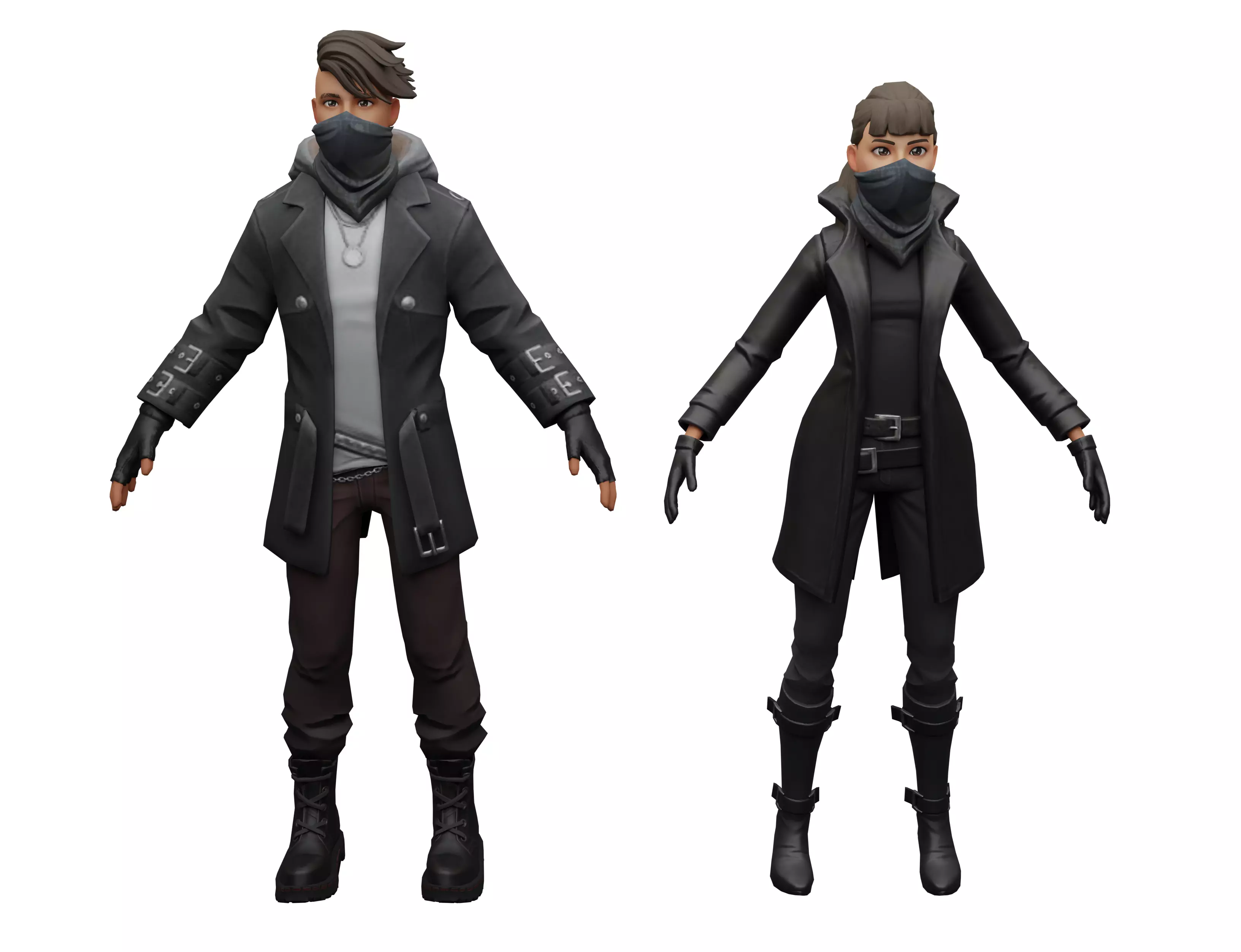 girl and boy cool AR VR gaming Low-poly 3D model_0