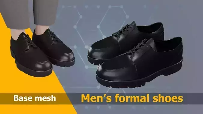 3D shoes for men-base mesh- Game ready Low-poly 3D model