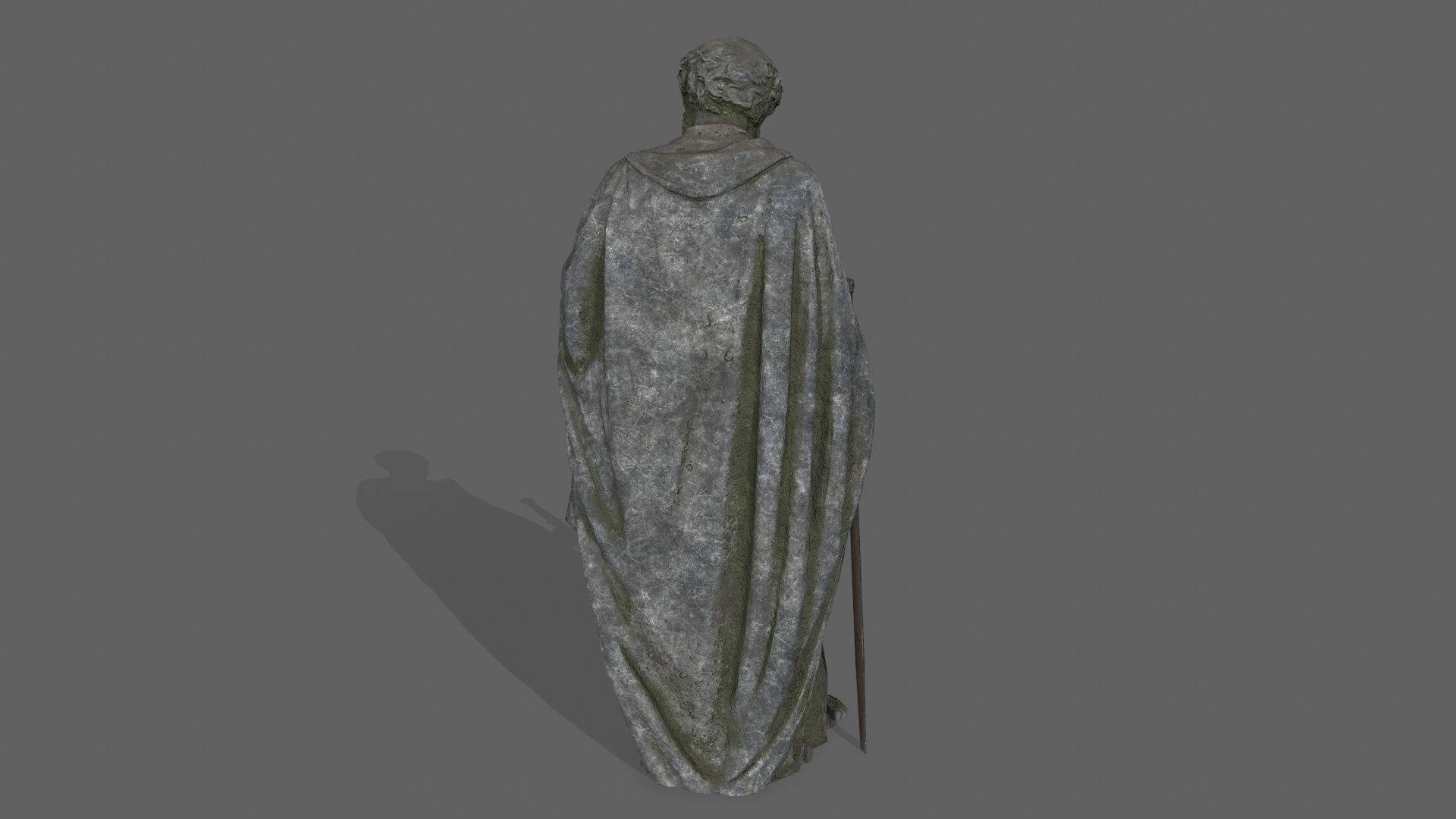 Old Man Statue Low-poly 3D model_5